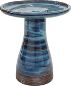 Sunnydaze Ceramic Bird Bath for Outside, Hand-Painted, 21” H, Galaxy Blue | UV & Frost-Resistant, 1 Gal Water Capacity, 2-Piece Assembly, Colorful Outdoor Accent, Outdoor Bird Bath, Ceramic Birdbath