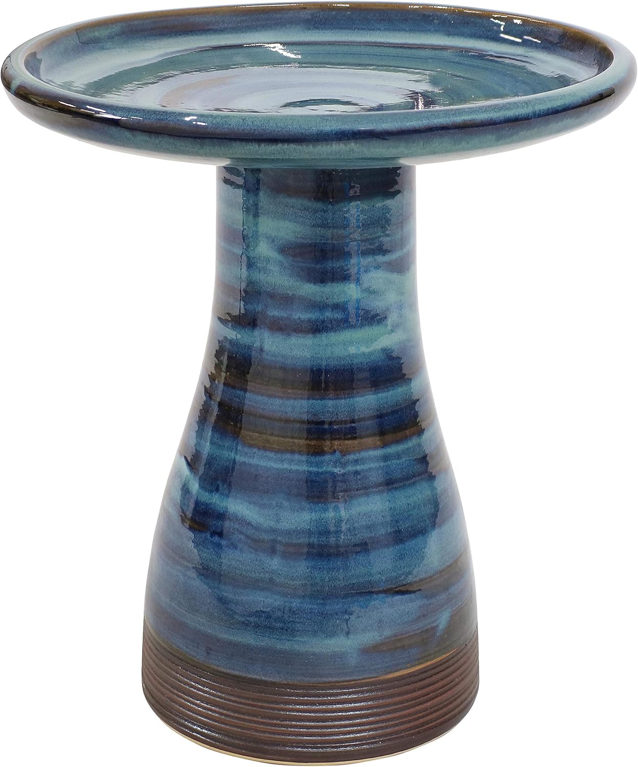 Sunnydaze Ceramic Bird Bath for Outside, Hand-Painted, 21” H, Galaxy Blue | UV & Frost-Resistant, 1 Gal Water Capacity, 2-Piece Assembly, Colorful Outdoor Accent, Outdoor Bird Bath, Ceramic Birdbath