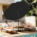 MEWAY 9ft Patio Umbrella Outdoor Table Umbrellas with Push Button Tilt and Crank, Market Umbrella 8 Sturdy Ribs for Deck, Garden, Pool and Backyard, Black