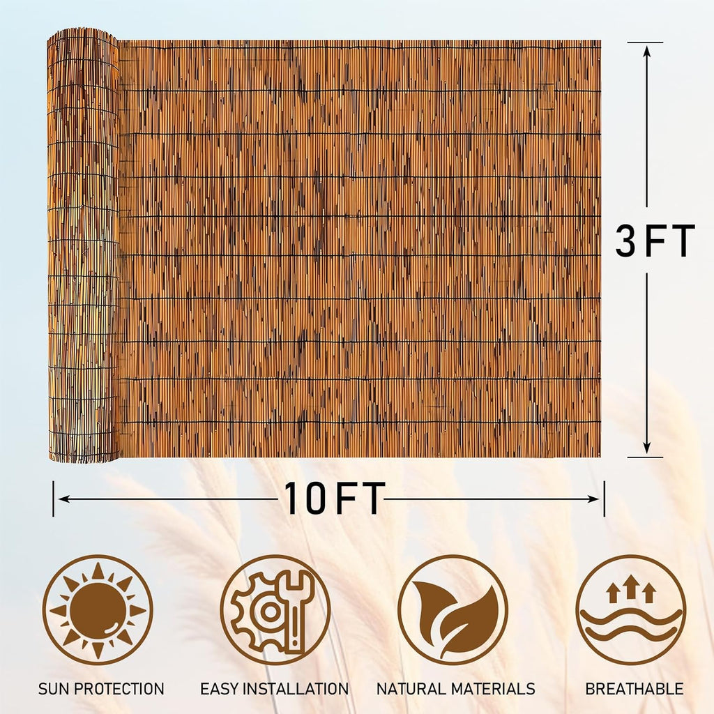 reed fence - bamboo fencing roll 3 feet, close-up detail