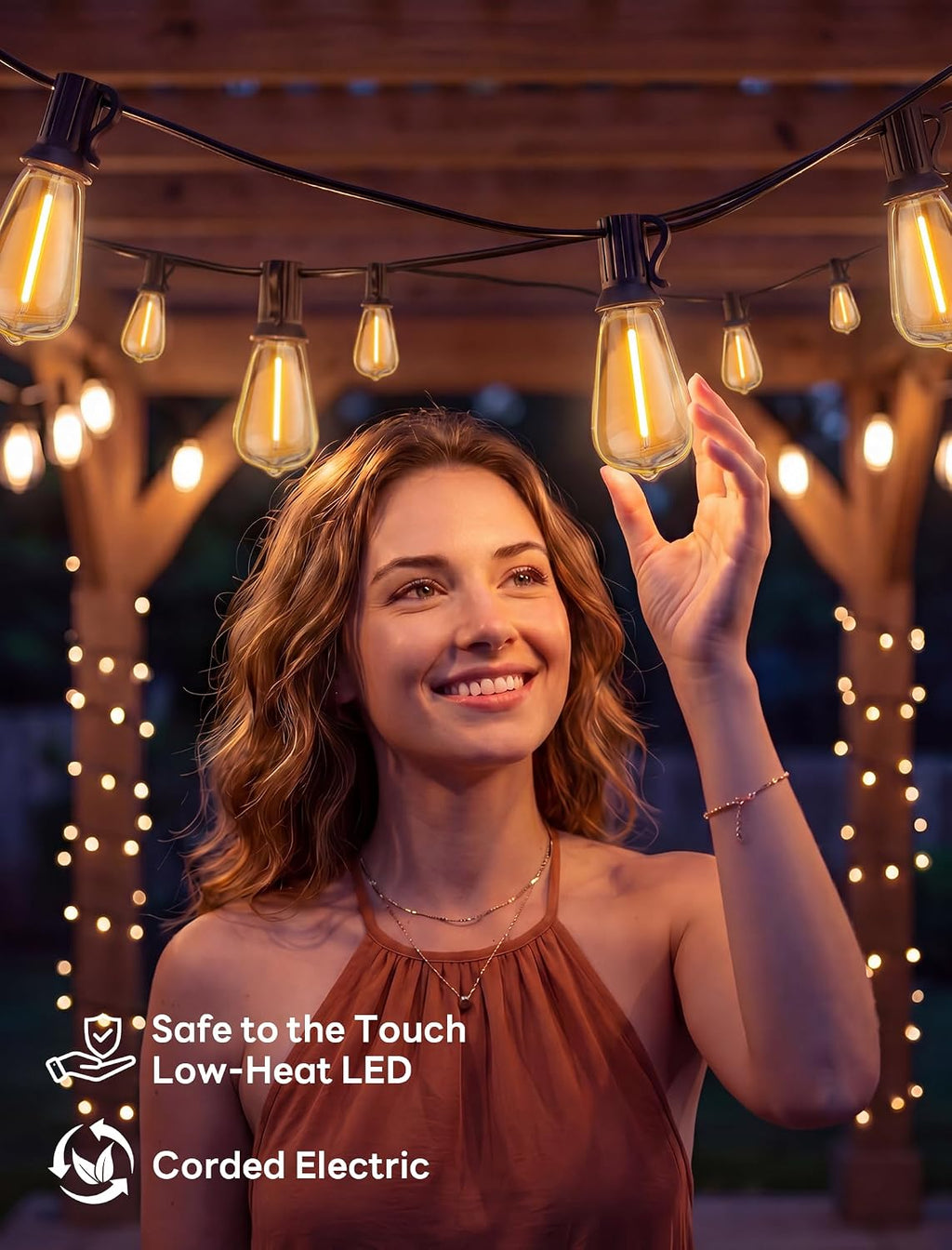 25FT LED Outdoor String Lights, ST38 Patio Lights Waterproof with 25 Shatterproof Edison Bulbs, Connectable Outside Hanging Light for Porch, Garden, Backyard, Deck, Balcony, Decor, 2700K Warm White