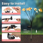 Solar Garden Lights, Warm White LED Swaying Solar Flowers Light for Outside, Waterproof Garden Decor, Outdoor Decorative Lights Yard, Patio, Pathway Decoration Gardening Gifts (8 Pack)