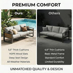 ZANDOR Aluminum Outdoor Patio Furniture Set, 4-Piece Metal Modern Outside Sectional Conversation Lawn Furniture with Coffee Table & Washable Thick Cushions,Seating Sofa for Garden/Backyard/Porch Grey