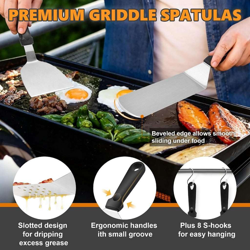 35Pcs Griddle Accessories Kit for Blackstone, Joyfair Flattop Grill Spatula | Grilling Accessory Tool Set with Stainless Steel Griddle Spatula Smash Burger Press Basting Cover Patty Maker For Outdoor BBQ