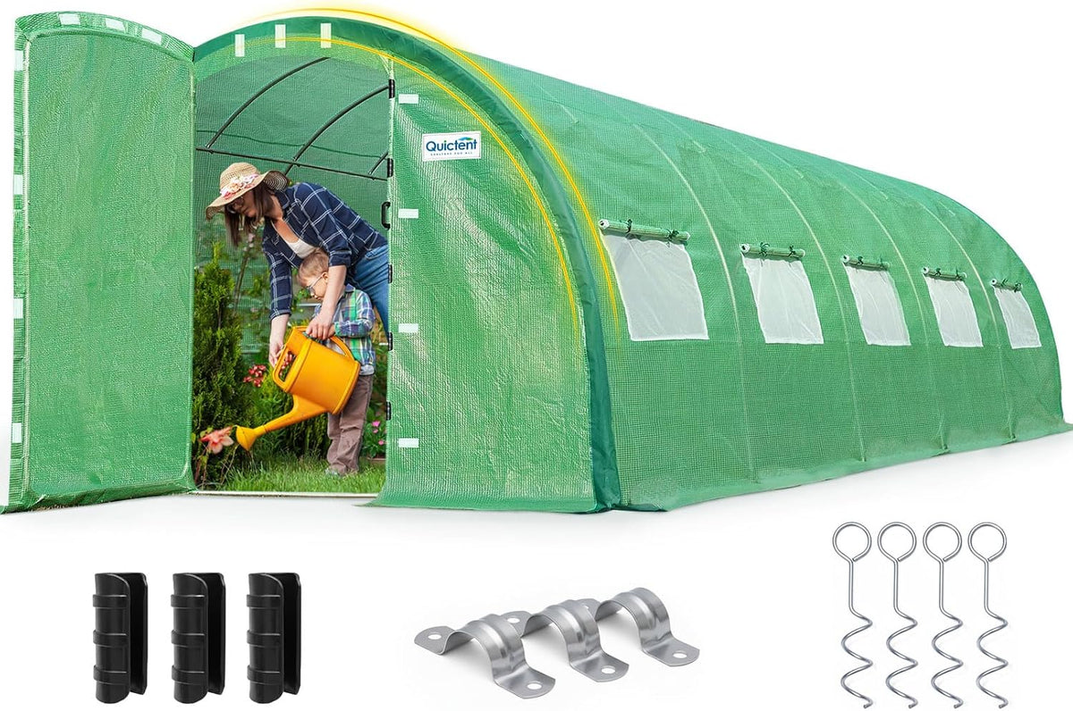 quictent 25x10x6.6ft tunnel greenhouse for outdoors with 2, main product view