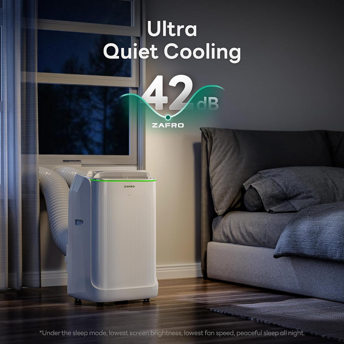 zafro smart inverter portable air conditioners, 14000 btu showing dimensions
