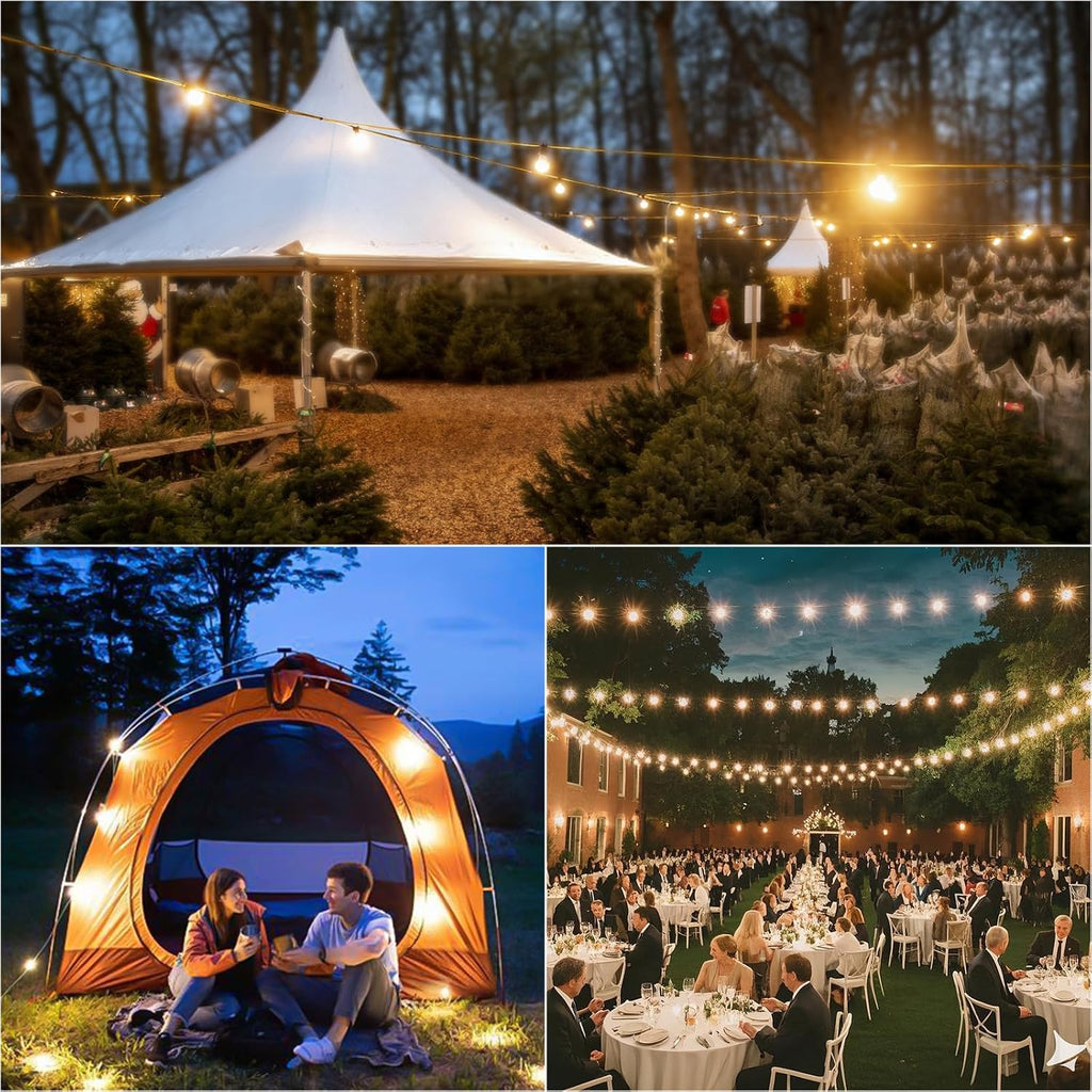 100ft solar string lights ourdoor waterproof,patio lights solar, front angle view