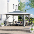 ECOTOUGE Pop Up Canopy Tent with Mosquito Nettings, Instant Shelte gazebos on Clearance w/Carrying Roller Bag, Waterproof and UV Resistant Canopy Tent for Grill, Garden and Backyard(Grey-White,11FT)