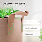 VIVOSUN 5-Pack 20 Gallons Grow Bags Heavy Duty Thickened Nonwoven Fabric Pots with Strap Handles Tan