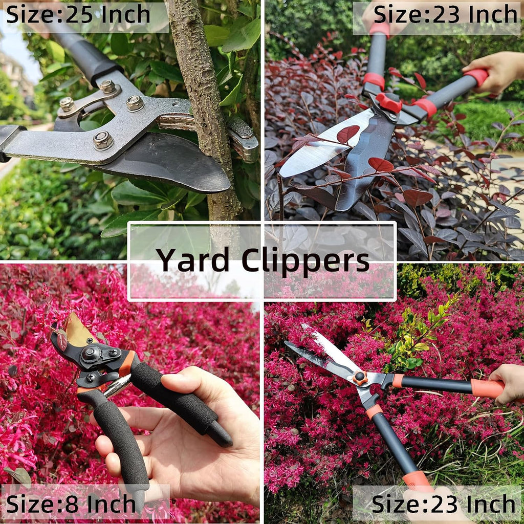 YRTSH Loppers, Hedge Shears & Pruners Combo Set, 3-Piece Hedge Clippers | Heavy Duty Tree & Shrub Care Kit for Yard, Lawn & Garden,Professional Branch Cutter Tree Trimmer for Indoor Outdoor Gardening