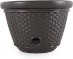 Suncast 6 Pack Decorative Wicker Garden Hose Holder Pot with 4 Drain Holes for 100 Foot Hoses, Java