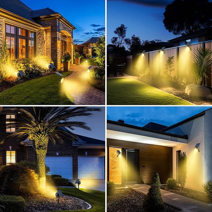 nipify 10 Pack Solar Spot Lights Outdoor Waterproof with 3 Modes, Solar Spotlight Light for Outside Yard Landscape Lighting Pathway Lights Wall,Warm White