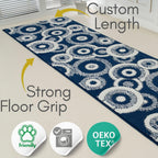 25 ft Extra Long Blue Hallway Runner Rug | Non-Slip & Machine Washable | Custom Cut to Size 2'3" x 25' (Runner) | REMNAZ