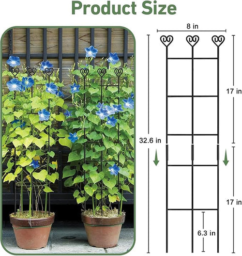 32in Large Indoor Plant Trellis for Climbing Plants, Expandable Metal Garden Trellis for Potted Plants, Tall Plant Supports for Ivy Pothos Hoya Monstera, 4p