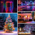 btfarm 4 Pack Solar String Lights Outdoor, Toltal 320LED 132FT Solar Fairy Lights Outside Waterproof 8 Modes, Copper Wire Solar Powered Twinkle Light for Tree Garden Christmas Wedding, Multicolor