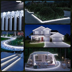 50FT 360 LED Waterproof Rope Lights Outside with Remote, 8 Modes and 4 Brightness Tube Lights for Christmas, Bedroom, Patio, Garden, Indoor Outdoor Decoration (Cool White)