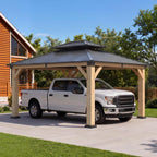aoxun 12x14 ft heavy duty cedar wood carport, view 9