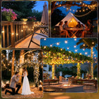 G40 LED Outdoor String Lights, 100FT LED Patio Lights with Light Sensor Timer, 52 Shatterproof Globe Bulbs(2 Spare), Waterproof Connectable Hanging Lights for Backyard Porch Balcony Decor