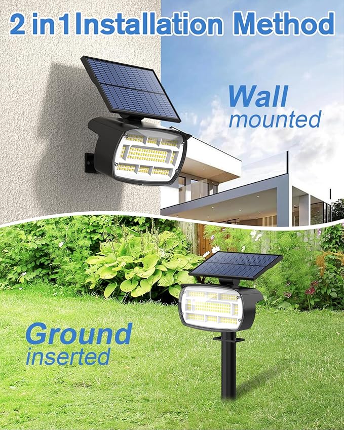 Fabrito Large Solar Spot Lights Outdoor 6 Pack, 1000 Lumens High Brightness, IP65 Waterproof Solar Spotlight with 136 LEDs, Dusk to Dawn Solar Landscape Lights for Yard, Garden, Pathway, Plants(White)