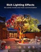 Govee Outdoor Tree Lights 3-Pack, RGBWIC LED Landscape Lighting, Outdoor Lights for Yard Garden Patio, 66 Scene Modes for Holiday Party and Event, App Control, Google Assistant, Matter