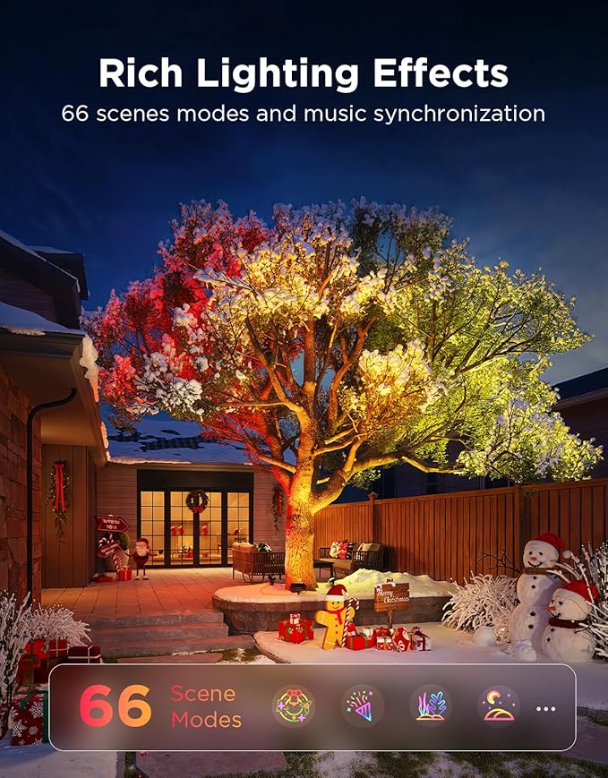 Govee Outdoor Tree Lights 3-Pack, RGBWIC LED Landscape Lighting, Outdoor Lights for Yard Garden Patio, 66 Scene Modes for Holiday Party and Event, App Control, Google Assistant, Matter