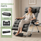 Oversized Zero Gravity Chair Folding Patio Reclining Padded Lounge Chairs | w/Removable Cushion & Headrest & Upgraded Lock & Footrest & Cup Holder Foldable Recliner for Indoor Outdoor,500LBS Capacity