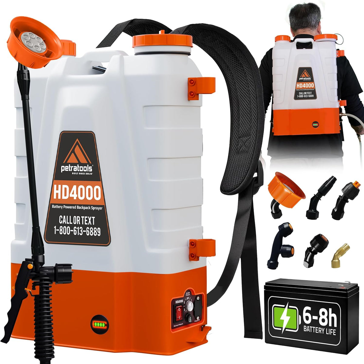 petratools hd4000 battery powered backpack sprayer, 6 hr, main product view