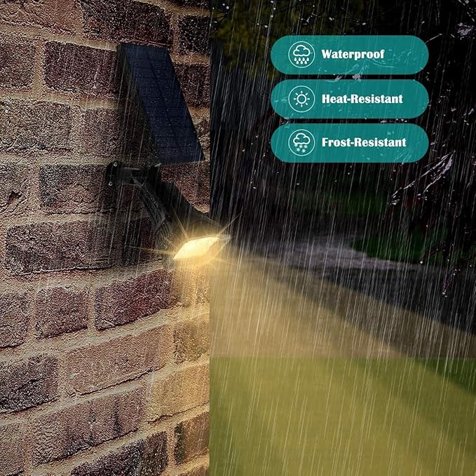 URPOWER Solar Lights Outdoor, Adjustable Solar Spot Lights Outdoor Spotlight 2-in-1 Waterproof Solar Landscape Lights Wall Light, Dusk-to-Dawn Solar Powered Lights for Yard, Garden (Warm White 2 Pack)