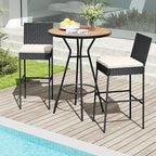 HAPPYGRILL Wicker Patio Barstools Set of 4, Outdoor Rattan Bar Chairs with Footrest & Backrest, Armless High Top Chairs with Seat Cushions for Backyard, Balcony