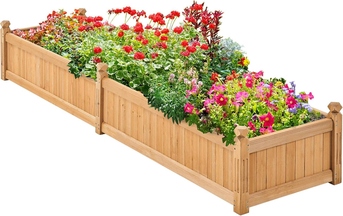 yaheetech 90.5" wooden raised garden bed rectangular planter, main product view