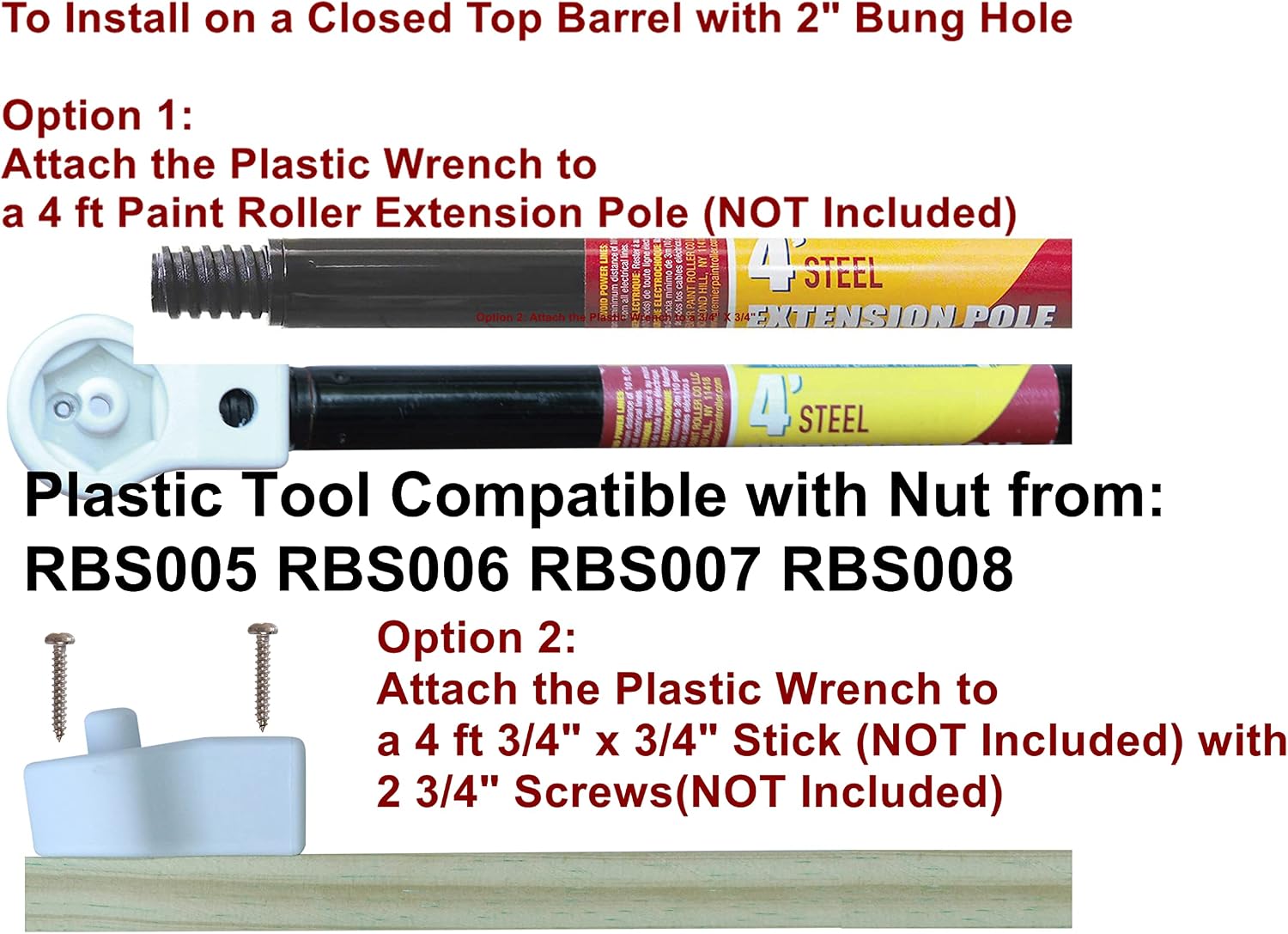 RBS005T LF Brass Rain Barrel Spigot (½” NPS, LF Compliant, Quarter Turn Ball Valve with Plastic Wrench/Nut Holder and Option to Install on Closed Top Barrel with Bung Hole)