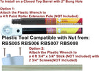 RBS008T LF Brass Rain Barrel Spigot (½” NPS, Full Port, LF Compliant, Quarter Turn Ball Valve With Plastic Wrench/Nut Holder, and Option to Install on Closed Top Barrel with Bung Hole)