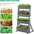 DoCred Vertical Wooden Raised Garden Bed, 4 Tier Garden Planters Freestanding Wood Plant Stand Flower Rack Wooden Planter Box for Plants Herbs Flowers Vegetables Outdoor Indoor Gardening