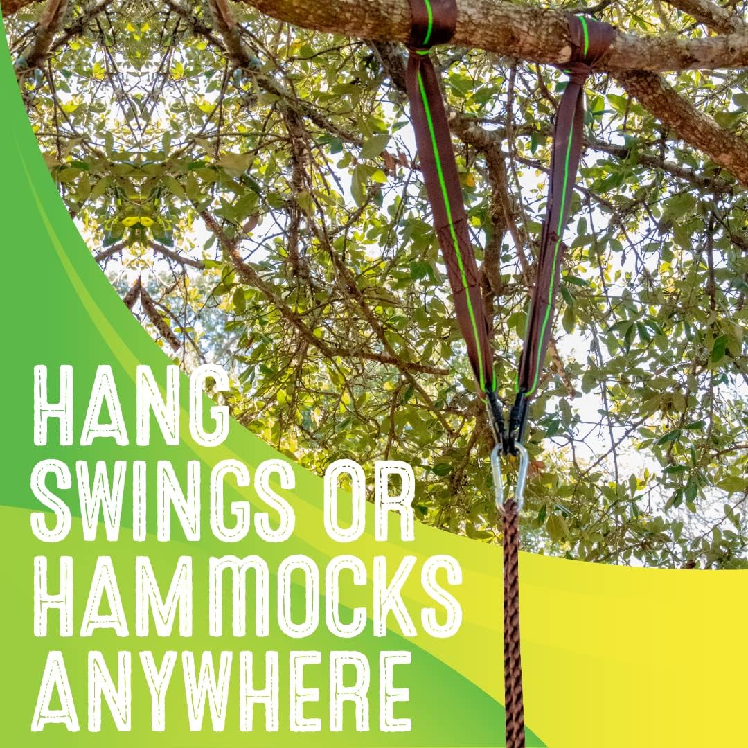 Swurfer Tree Swing Hammock Straps –Hanging Kit for Hammock, Tree Swings, Durable, Weatherproof, Rust Free, Secure Lock Snap Carabiners Included, Weight Limit 2200 lbs Per Strap (5 Feet - 2 Straps)