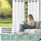 Outdoor Curtains for Patio Waterproof 6 Panels - Windproof, Privacy, Weatherproof Outside Drapes for Gazebo Pergola Porch, Grommet Top and Tab Bottom, 54x108 Inch, White