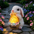 Solar Rabbit Garden Decor Statue, Rabbit Figurines with LED Light, Hand-Painted Resin,IP65 Waterproof for Patio, Lawn & Yard Decorations, Unique Mothers Day Gifts for Mom Women