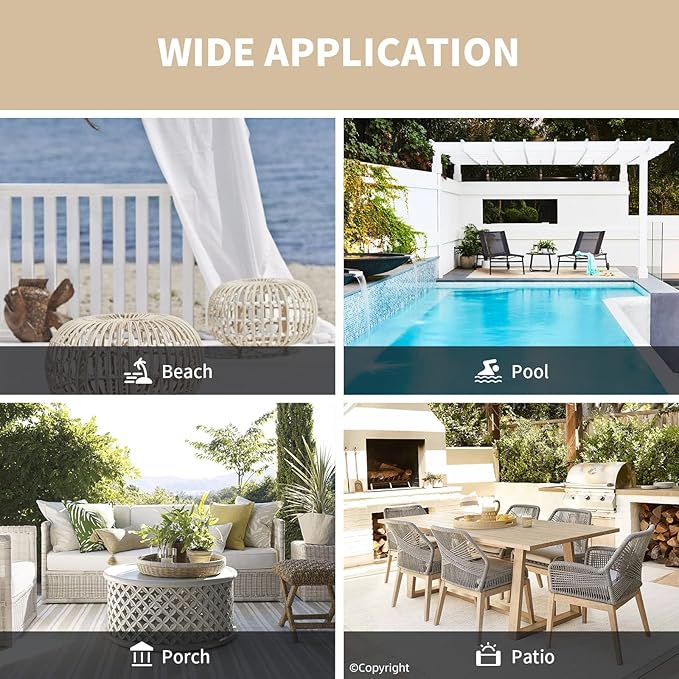 Water Proof Outside Curtains with Grommet Top for Porch, W52 x L120 Thermal Insulated Washable Light Block Outdoor Divider Drapes for Patio Gazebo Deck Pool Area Pergola Cabana (Beige, 2 Panels)