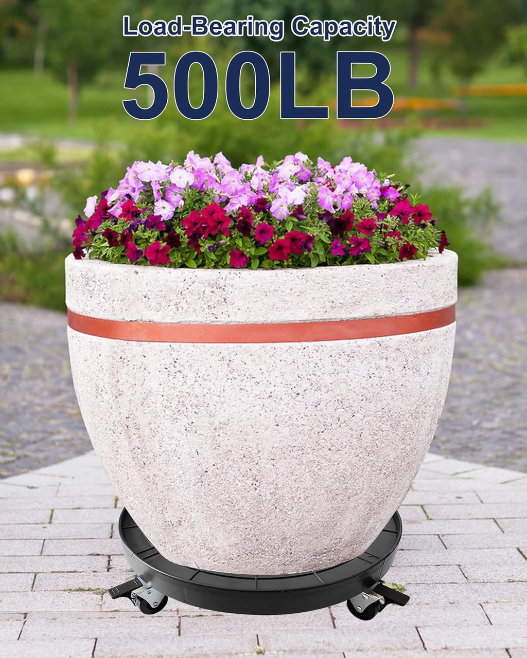 16 inch plant caddy with wheels outdoor indoor, close-up detail