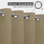 Easy-Going Linen Look Outdoor Curtains Waterproof Windproof Porch Curtains, Soft Thicken Outdoor Privacy Curtains for Patio, Gazebo, Grommet Top and Tab Bottom Drape, 1 Panel, 54x84 inch, Khaki