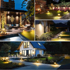 Solar Spot Lights Outdoor with 60 LED & Auto On/Off, 2 Pack Solar Lights Outdoor Waterproof IP68 with 3 Lighting Modes, 2-in-1 Solars Landscape Light for Outside, Garden, Yard(Warm White)