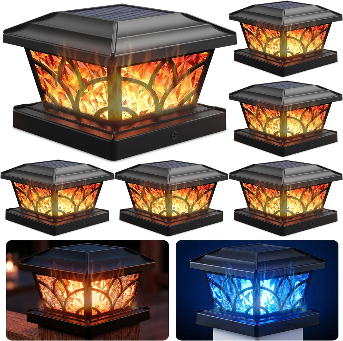 siedinlar flickering flame solar post cap lights 4, main product view