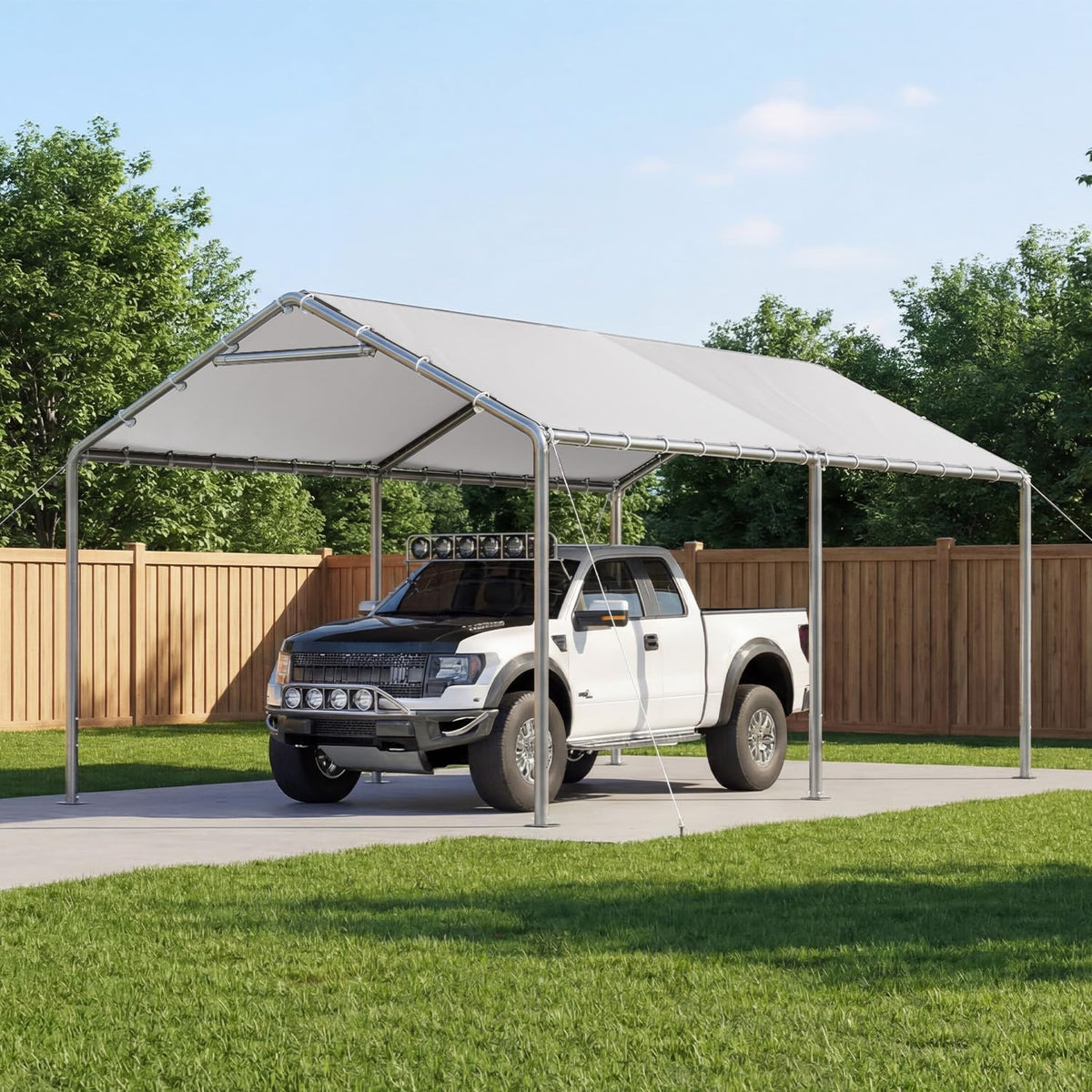 aoxun 10x20 carport heavy duty carport potable car shown in use