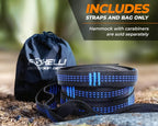 Foxelli XL Hammock Straps - Extra Long 20FT Heavy Duty No-Stretch Suspension System, 40+2 Loops, 2000 LBS Capacity, for Indoor/Outdoor Use – Set of 2 Straps & Carry Bag