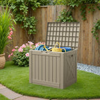 Patiowell 43 Gallon Resin Deck Box, Outdoor Storage Box for Patio Furniture, Deliveries, Pool Supplies,Waterproof and Lockable (Light-Brown)