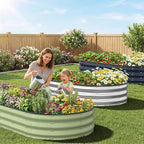 Kesfitt Raised Garden Bed, 6x3x1 FT Galvanized Steel Metal Raised Garden Bed, Oval Open-Bottom Design, 12-Inch Deep for Outdoor Vegetable & Herb Gardening, Silver