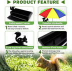Squirrel Feeder with Umbrella Metal Squirrel Feeders for Outside Funny with Corn Cobs Durable Squirrel Picnic Table Feeder with Solid Structure Cute Chipmunk Feeder for Corn Peanuts