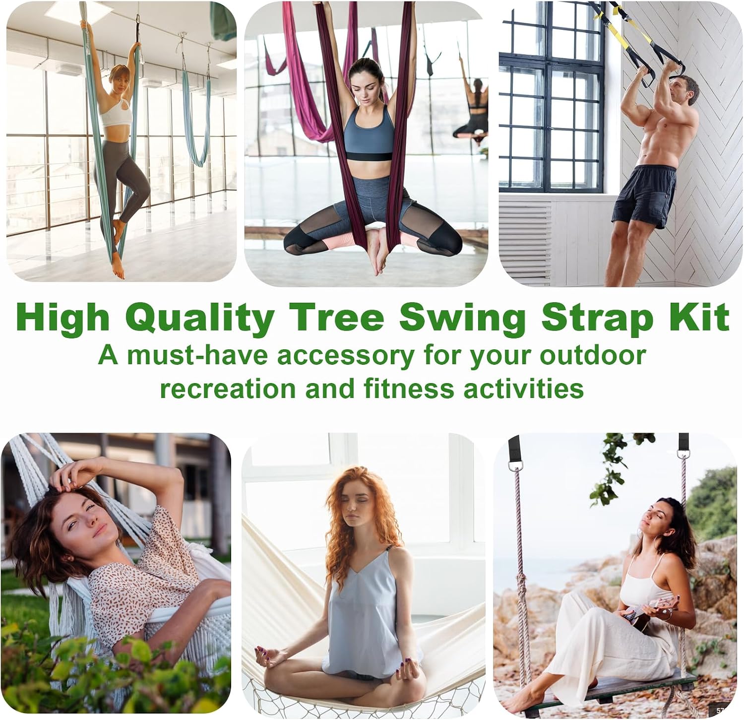Tree Swing Hammock Straps Kit 3FT, Strong & Durable Tree Swing Straps Hanging Kit with Tree Protector, Safer Lock Snap Carabiner Hooks, Holds Up to 5000 lbs, Safer & Easy Installation for Baby Adults