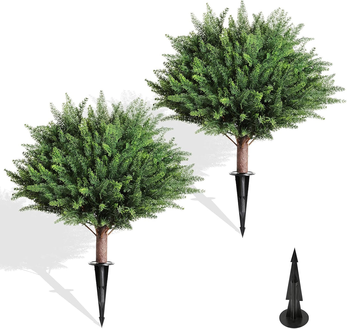 artificial outdoor plants 2 pack topiary tree spikes, main product view