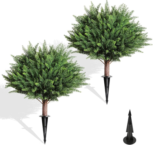 artificial outdoor plants 2 pack topiary tree spikes, main product view