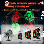 Halloween Projector Lights Outdoor, 3D Skull Ghost Halloween Decorations Outdoor Projector Lights for Indoor Window Wall Halloweens Decor